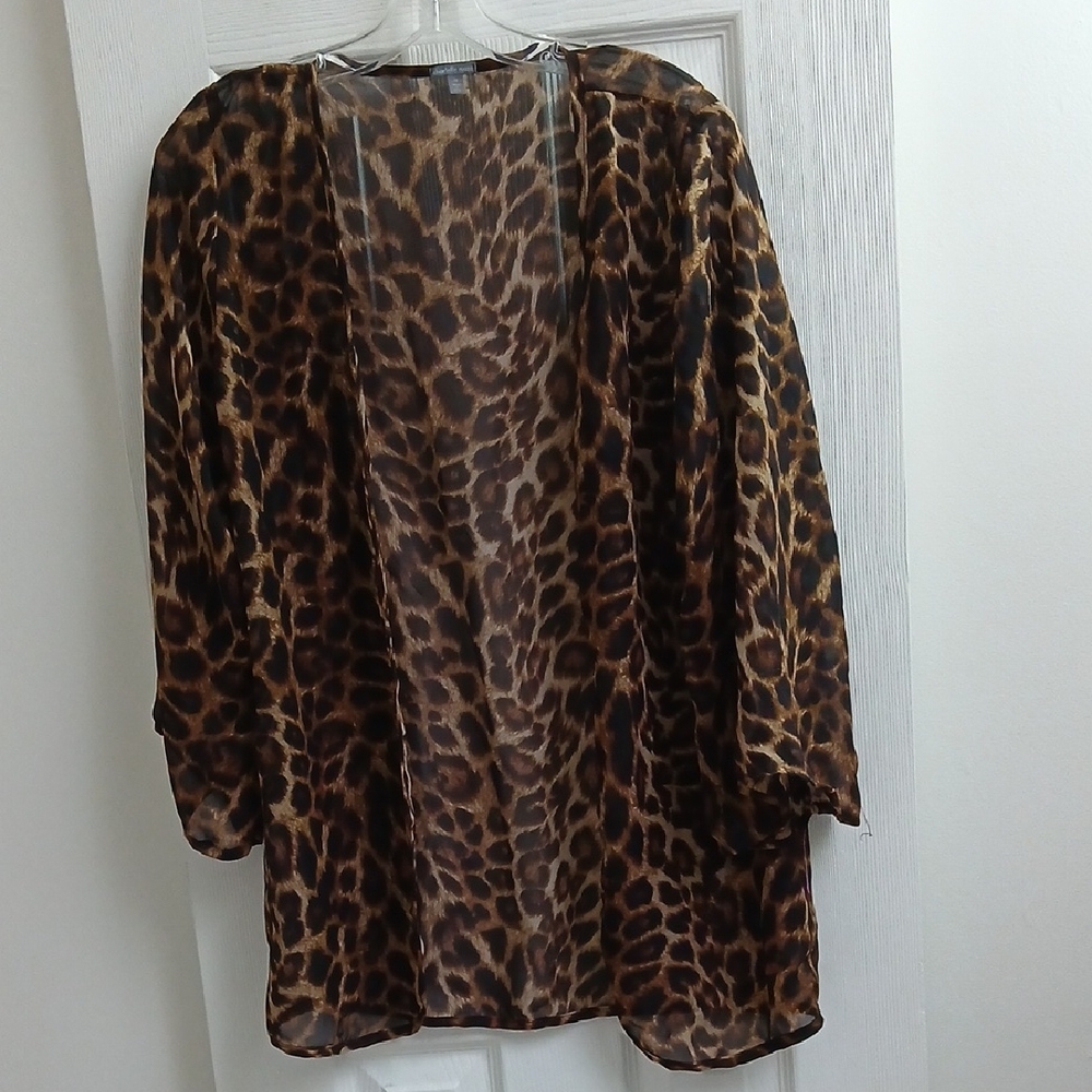 Vintage Charlotte Russe Leopard Print Sheer Kimono Boho Beach Cover Up